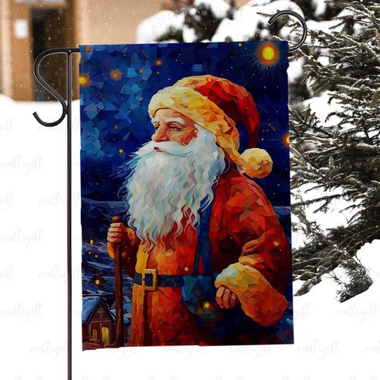 Discover Santa Claus Christmas Porch Flag, Santa Claus Night Sky Garden Flag, Santa Claus Holiday Welcome Flag, Father Christmas Yard Flag, MYC893