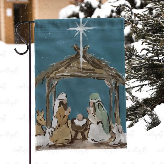 Discover Nativity Stable Christmas Decor Flag, Baby Jesus Holy Night Porch Flag, Christian Faith Holiday Yard Flag, Catholic Xmas Outdoor Flag,MYC878