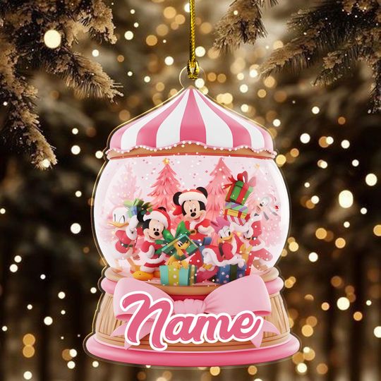 Discover Personalized Mickey and Friends Disney Ornament, Mickey Pink Ornaments, Disneyland Trip Ornament, Disney Vacation Ornament