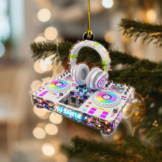 Discover Custom Name DJ Christmas Ornament, Flat 2D Ornament, Gift For Him, Music Dj Ornament, Music Lover Gift, DJ Headphones Keepsake