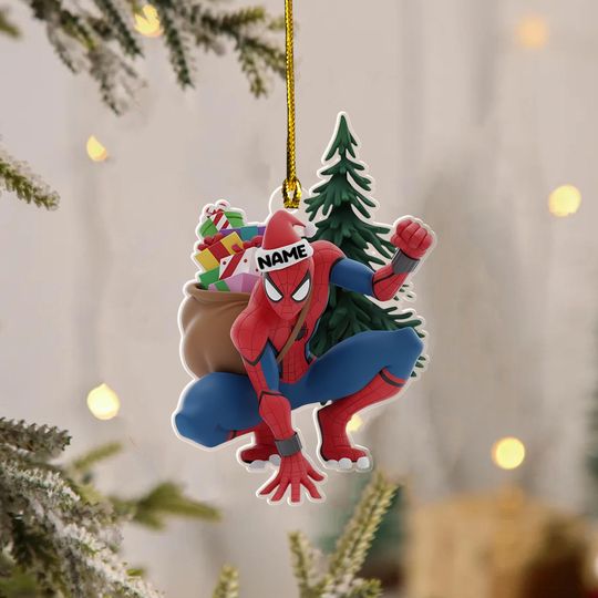 Custom Spiderman Christmas Ornament, Custom Spidey Ornament, Birthday Boy Gift, Spidey Xmas Ornament, Superhero Ornament