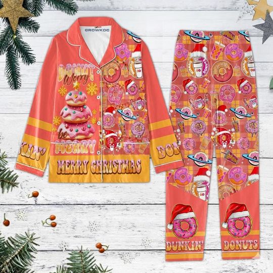 Dunkin Donuts Pajamas Set, Dunkin Donuts Shirt, Dunkin Donuts Pajamas, Dunkin Donuts Pants, Dunkin Donuts Gift, Coffee Lover Pajamas