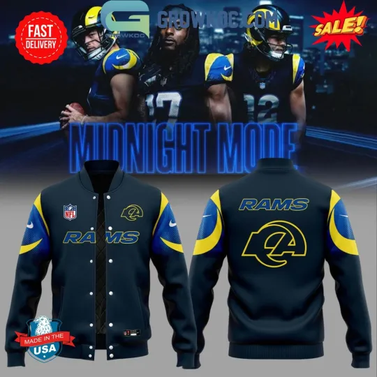 Discover Los Angeles Ram New Rivalrie Mid Night Mod Uniform 2025 Baseball Jacket