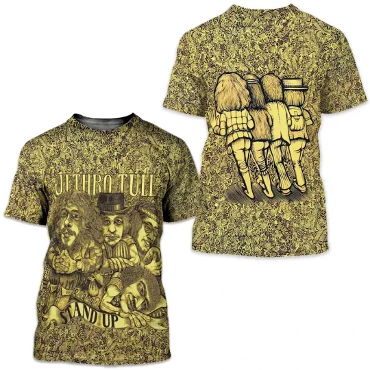 Discover Rock Band Jethro Tull Stand Up T-Shirt, Music Lovers Classic 3D T-shirt