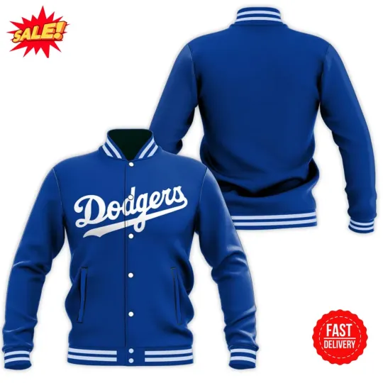 Discover Dodger Satin Baseball Jacket Blue All Size