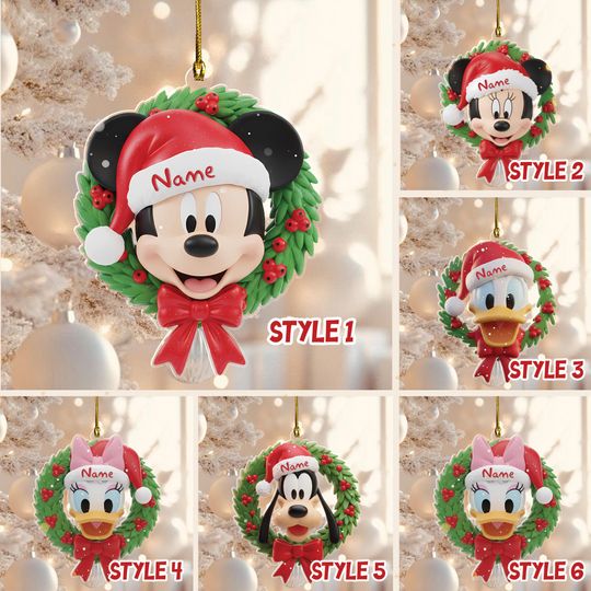 Discover Custom Mickey friends Disney 2D Flat Christmas Ornament, Xmas Tree Decoration, Tree Decor Gift