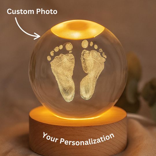 Custom Baby Feet Crystal Lamp: Personalized Sonogram Keepsake