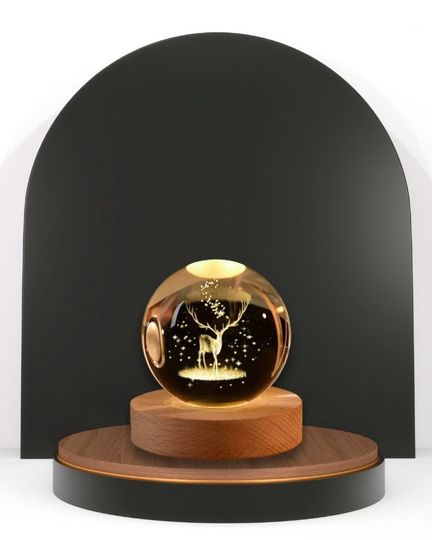 Elk Snow Globe Table Lamp, Custom Deer Night Light, Woodland Decor