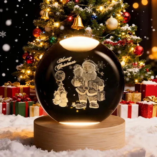 Christmas Decorative Snowman Crystal Ball, Glass Ball Santa Claus Spher