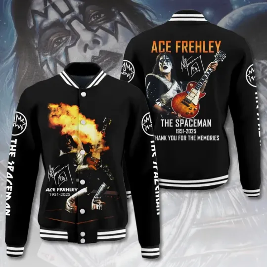 Discover Kiiss Ace Frehley 1951-2025 Thank You Baseball Jacket