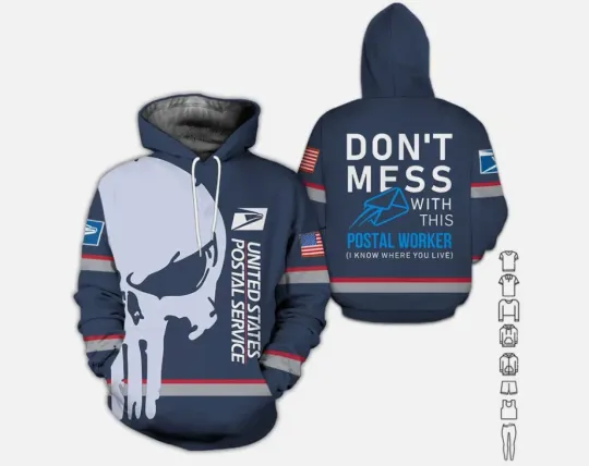 Discover Love Postal Worker Skull 3D All Over Printed Hoodie Gift For Christmas