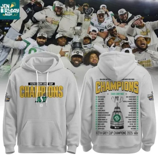 Discover HOT!!Saskatchewan Roughriders 112th Grey Cup Champs 2025 Hoodie 3D