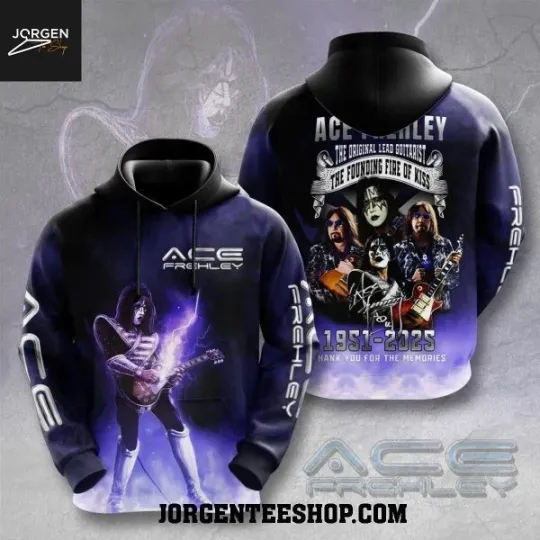 Discover NEW!! Frehley Kiss The Original Lead Guitarist Fire Of Kiss 1951-2025 Hoodie 3D