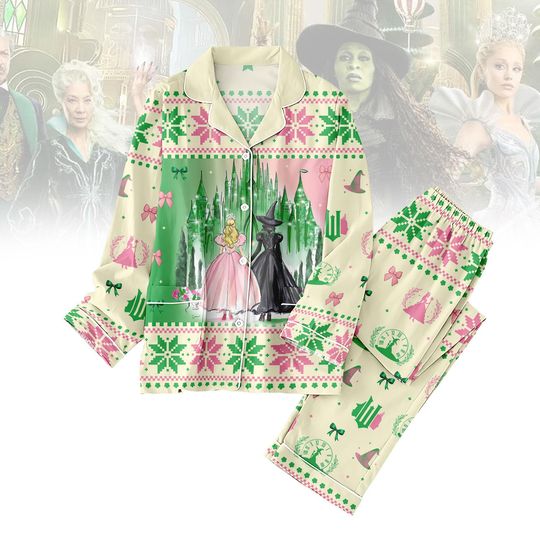 Wicked Musical Pajamas, Broadway Musical Sleepwear, Wizard of Oz Inspired Pajamas, Glinda Elphaba Holiday, Xmas Gift For Her