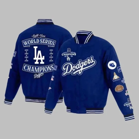 Discover Los Angeles Dodgers 8-Time World Series Champions Baseball Jacket