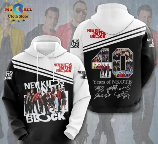 Discover NK on The Block 40 Years Of NKOT Block Signatures Hoodie 3d