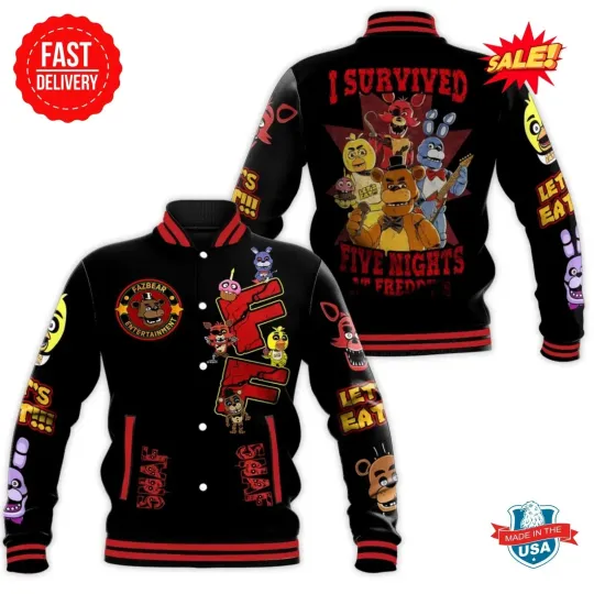 Halloween Five Nights at Freddy's Baseball Jacket Limited Edition