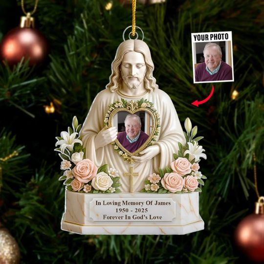 Discover Personalized Memorial Ornament with Photo  Forever in Gods Love Acrylic Keepsake  Christian Remembrance Gift for Loss of Loved One
