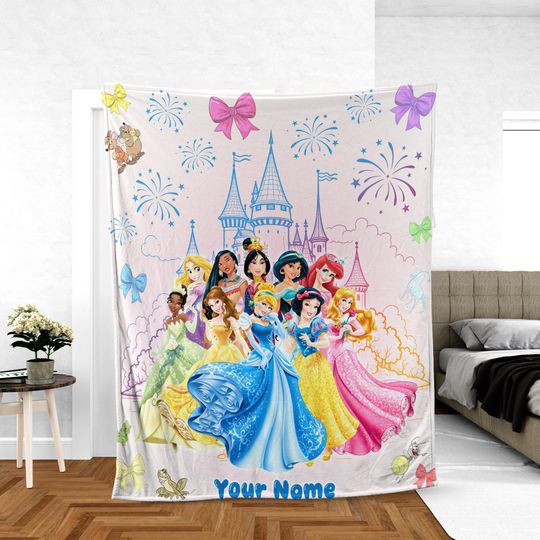 Discover Custom Disney Princesses Squad Blanket, Birthday Girl Boy gift blanket, Christmas Gift