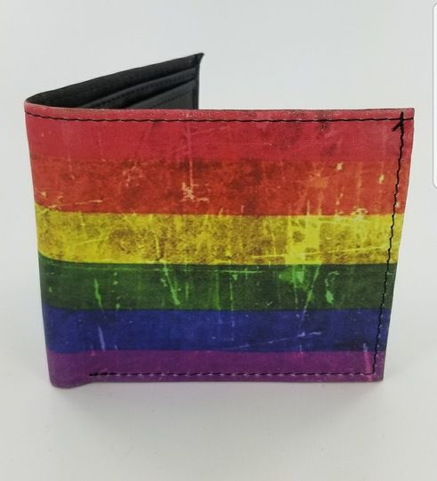LGBTQ Rainbow Leather Bifold Wallet for Men and Unisex
