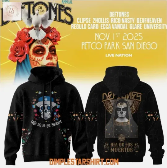 Discover Dodger Dia De Los Deftone 2025 Black 3D Hoodie Gift For Christmas