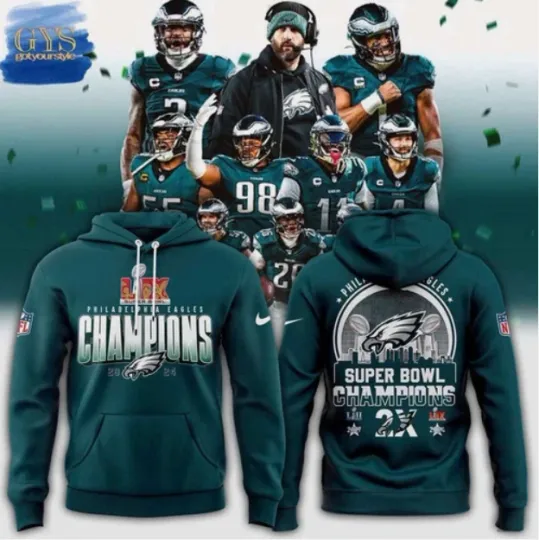 Discover Limited Eagles Hoodie 3D Champions 2025 Midnight Green Gift For Christmas