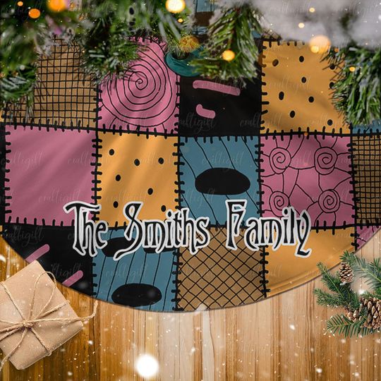 Discover Custom Tree Skirt For Family Christmas, Nightmare Before Christmas Patchwork Tree Skirt, Sally Inspired Tree Skirt For Holiday Decor, MYJ939