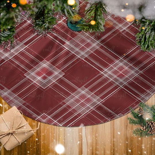 Discover Red Plaid Christmas Tree Skirt, Classic Checkered Tree Skirt, Warm And Cozy Christmas Tree Skirt, Elegant Holiday Tree Skirt For Home,MYJ908
