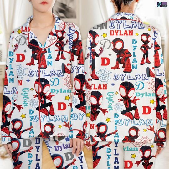 Personalized Spiderman Christmas Pajamas Set, Superhero Holiday Pajamas, Spider Santa Pajamas Set, Cartoon Pajamas Christmas, Christmas Gift