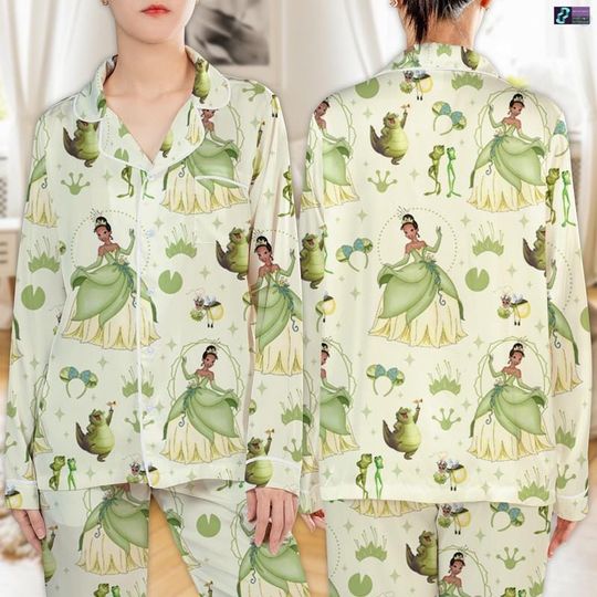 Disneyland Tiana Princess Pajamas, Disneyland Princess Xmas Pajamas, Princess And The Frog, Disneyland Princess Girl Trip Matching Pajamas