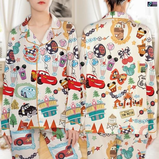 Mcqueen Seasons Speedings Pajamas Set, Pixar Car Xmas Pajamas Set, McQueen Tow Mater Doc Hudson Sally Christmas Gift