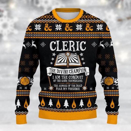 Discover Dungeons and Dragons Ugly Christmas Sweater, D&D Dice Sweater, D20 Vintage Sweater, Men's Holiday Dungeons & Dragons Sweatshirt