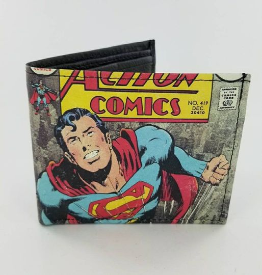 Superhero Leather Bifold Wallet, Genuine