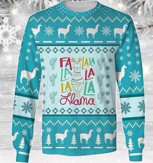 Llama Ugly Christmas Sweater, Funny Llama Sweater, Llama Fa La La Sweater, Cute Christmas Sweaters, Llama Xmas Holiday
