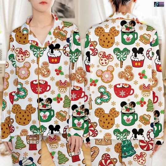 Discover Disneyland Mickey Gingerbread Candy Pajamas Set, Mickey And Friends Pajamas Set, Family Matching Sleepwear, Disneyland Christmas 2025