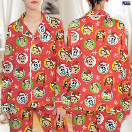 Disneyland Toy Story Christmas Pajamas Set, Woody Buzz Lightyear Jessie Slinky Dog Pajamas, Xmas Toy Story Lovers Pajamas, Holiday Sleepwear