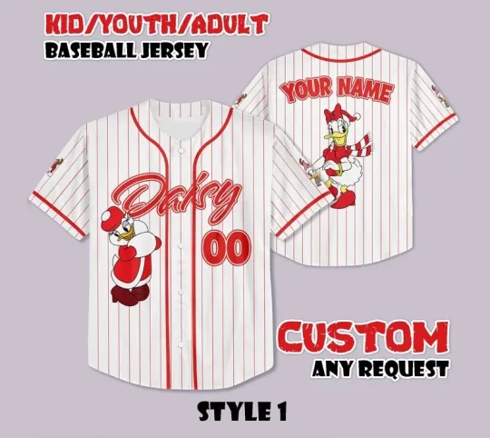 Discover Personalized Santa Daisy Duck Very Merry Christmas 2025 Baseball Jersey Shirt