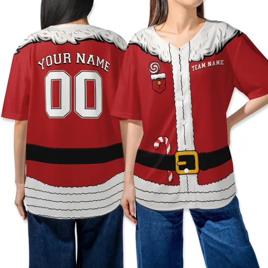 Discover Personalized Santa Claus Cosplay Costume Merry Chirstmas Baseball Jersey Shirt