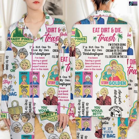 Discover Stay Golden Pajamas Set, Christmas Movie Pajamas Set, Have Yourself A Golden Christmas, Stay Golden Pajamas, Christmas Family Pajamas Set