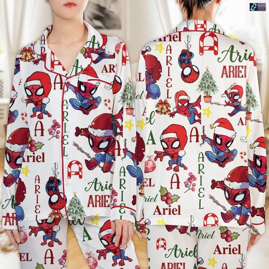 Personalized Spider Man Pajamas Set, Spiderman Superhero Pajamas, Retro Spiderman Comic Pajamas, Family Matching, Avengers Spiderman Pajamas
