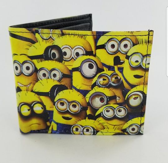 Discover Minions Inspired Wallet,Genuine Leather Handmade Bifold Wallet.Handstitched Wallet,Unique Gifts.Fully Laserprinted.