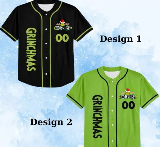 Personalized Grin Christmas Custom Funny Xmas Gift Baseball Jersey