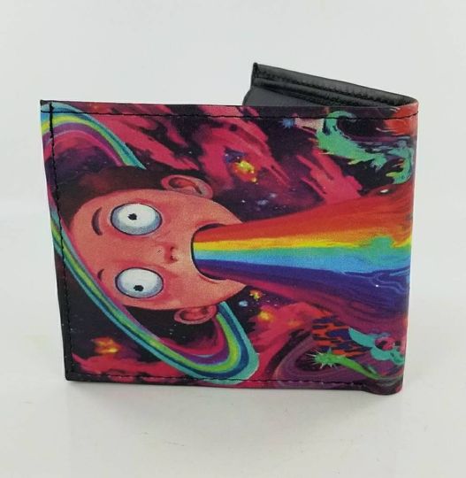 Discover Handmade Cartoon Inspired Bifold Leather Unisex Wallet,Multicolor Planets Design.Fully Laserprinted