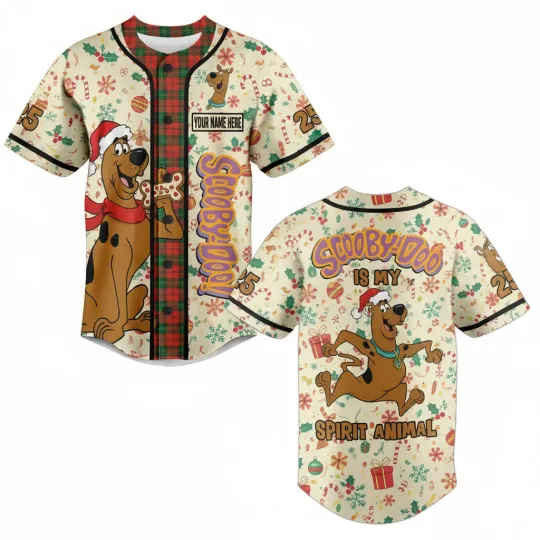 Rare Christmas Scooby Doo Is My Spirit Animal S-6XL Baseball Jersey BB547