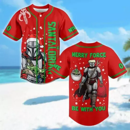 Discover Personalized The Santalorian Merry Force Be With You 3D BASEBALL JERSEY SHIRT