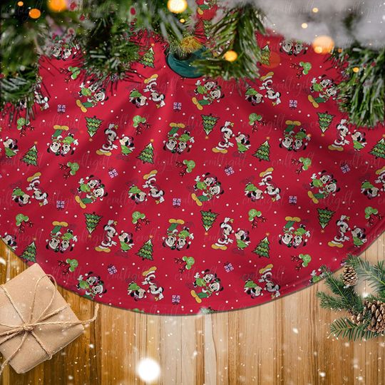 Discover Disney Mickey Minnie Christmas Tree Skirt, Disney Inspired Festive Tree Skirt, Mickey Minnie Holiday Decor, Playful Winter Home Decor,MYE383