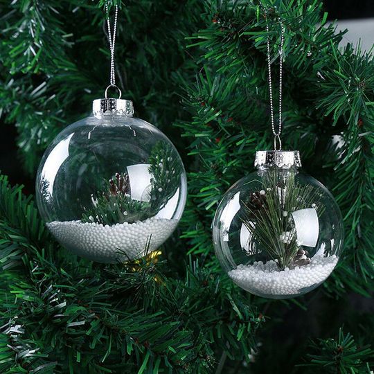 10Pcs Small Clear Balls 3 Sizes Christmas Balls Sturdy Construction Decorative Glossy DIY Empty Baubles