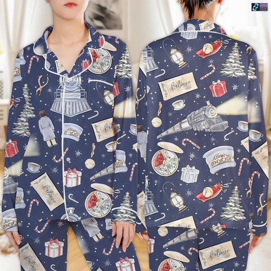 Express Christmas Train Pajamas Set, Polar Express Christmas Family Pajamas Set, North Pole Train Matching Holiday Sleepwear, Xmas Sleepwear