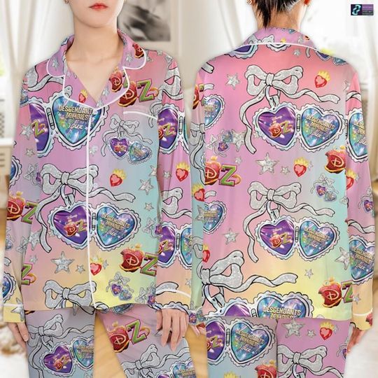 Descendants Zombies World Tour Heart Pajamas Set, Descendants Concert Pajamas, Disneyland Zombies 4 Sleepwear, Xmas Family Holiday Pajamas