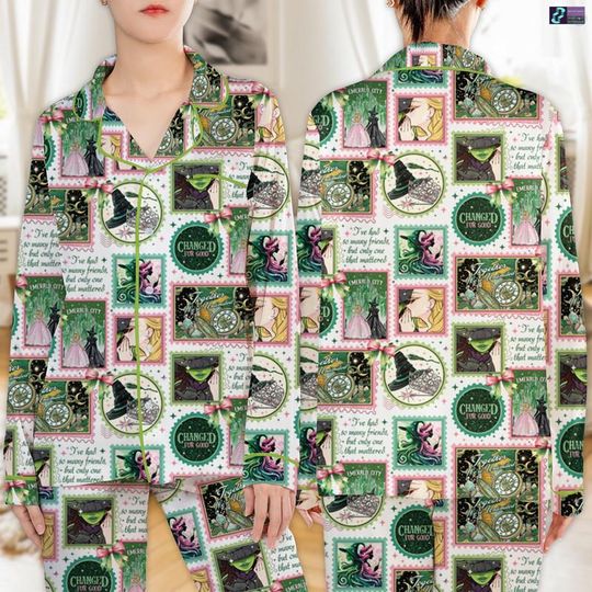 Wicked Movie Pajamas Set, Shiz University Sleepwear, Wicked Changed For Good Pajamas, Wicked Glinda And Elphaba Pajamas, Wicked Musical Gift